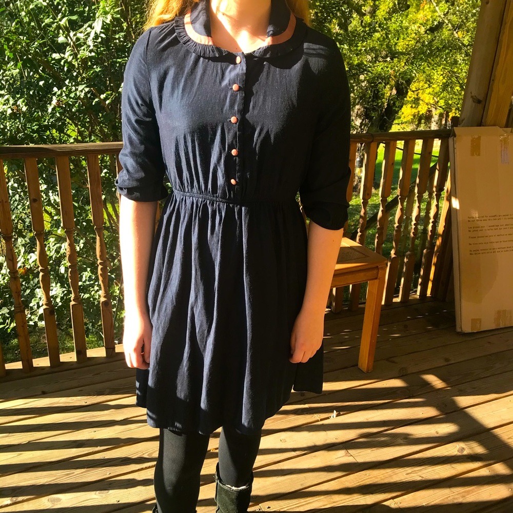 Black with Brown Accent Baby Doll Style Dress